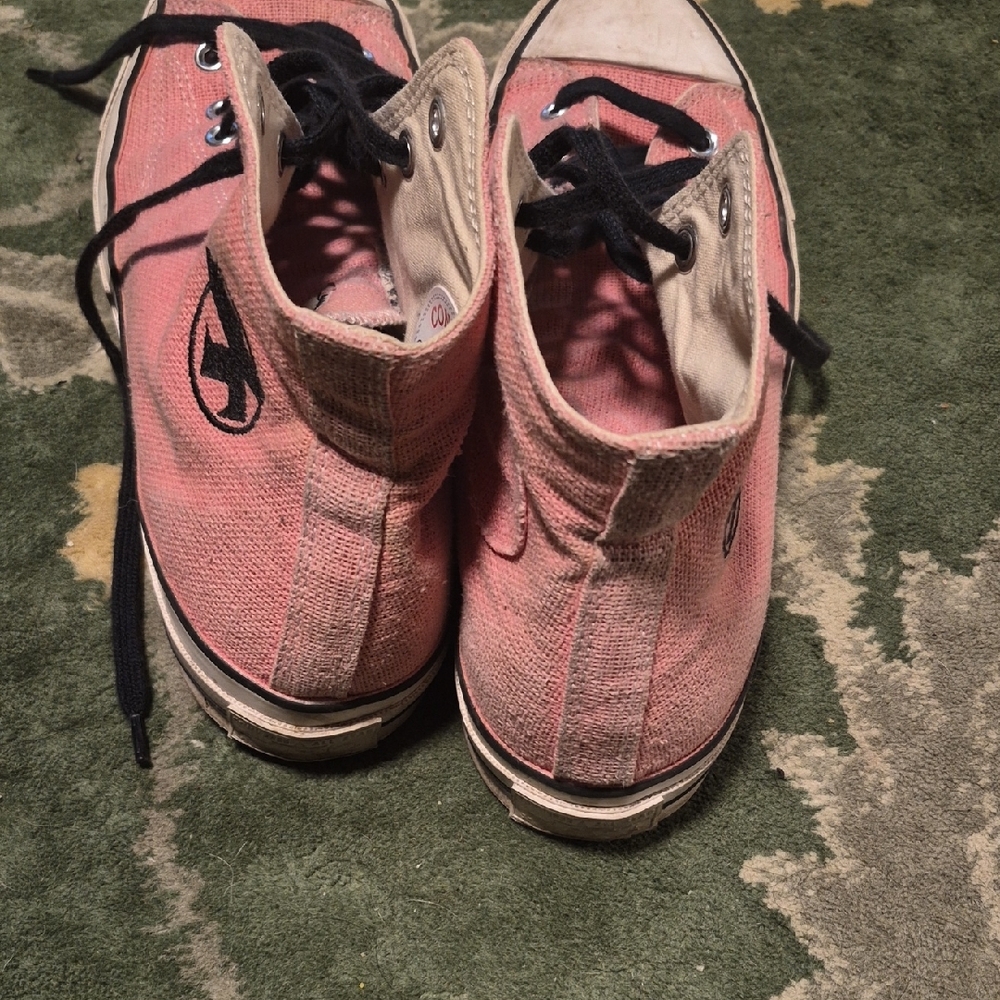 Converse Pink Canvas High-Tops with Black Accents - Picture 4 of 10